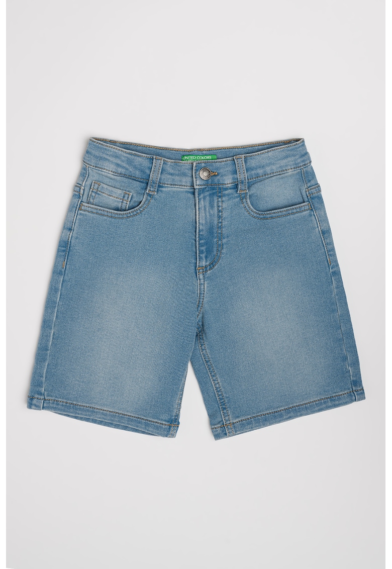 Blugi scurti cu talie inalta - Albastru pastel