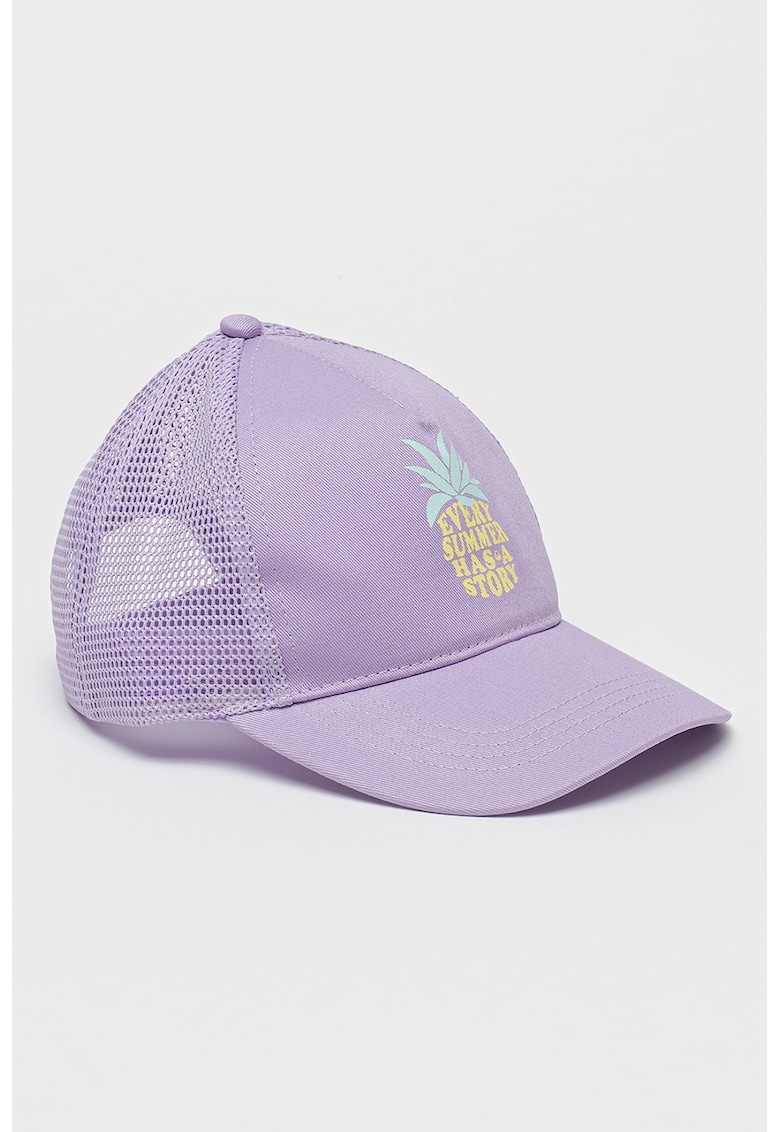 Sapca trucker cu imprimeu discret - Galben pai - Lila