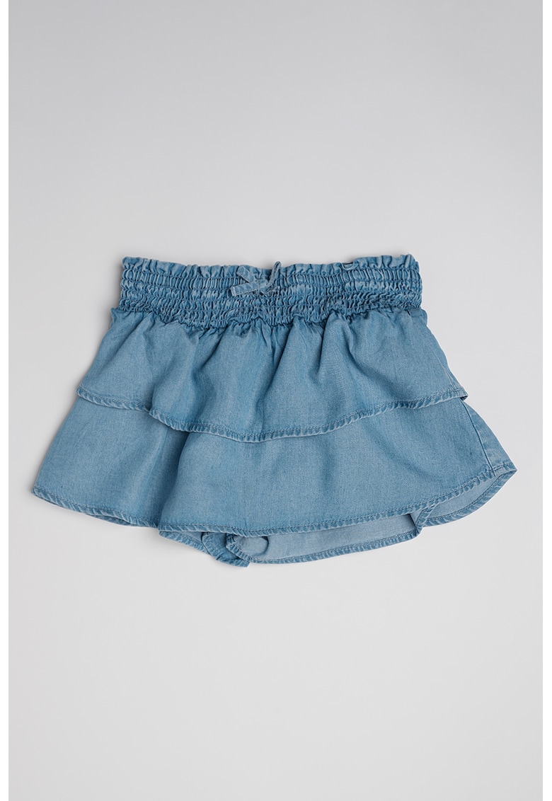 Fusta-pantalon din material chambray cu snur