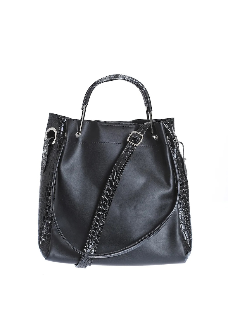 Geanta neagra compartimentata - Paris - poliuretan