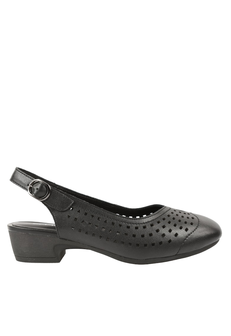 Pantofi slingback din piele cu varf rotund si model ajurat X460018A