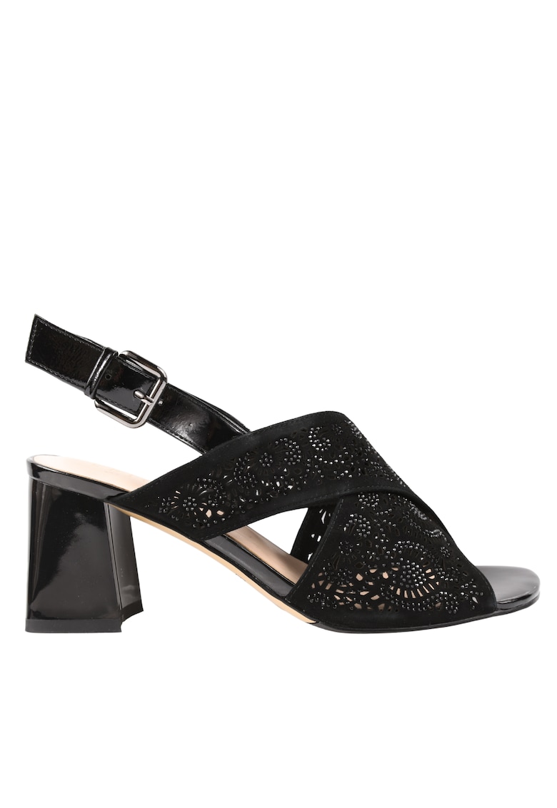 Sandale elegante - dama -  K360056C negru - piele intoarsa - cu toc