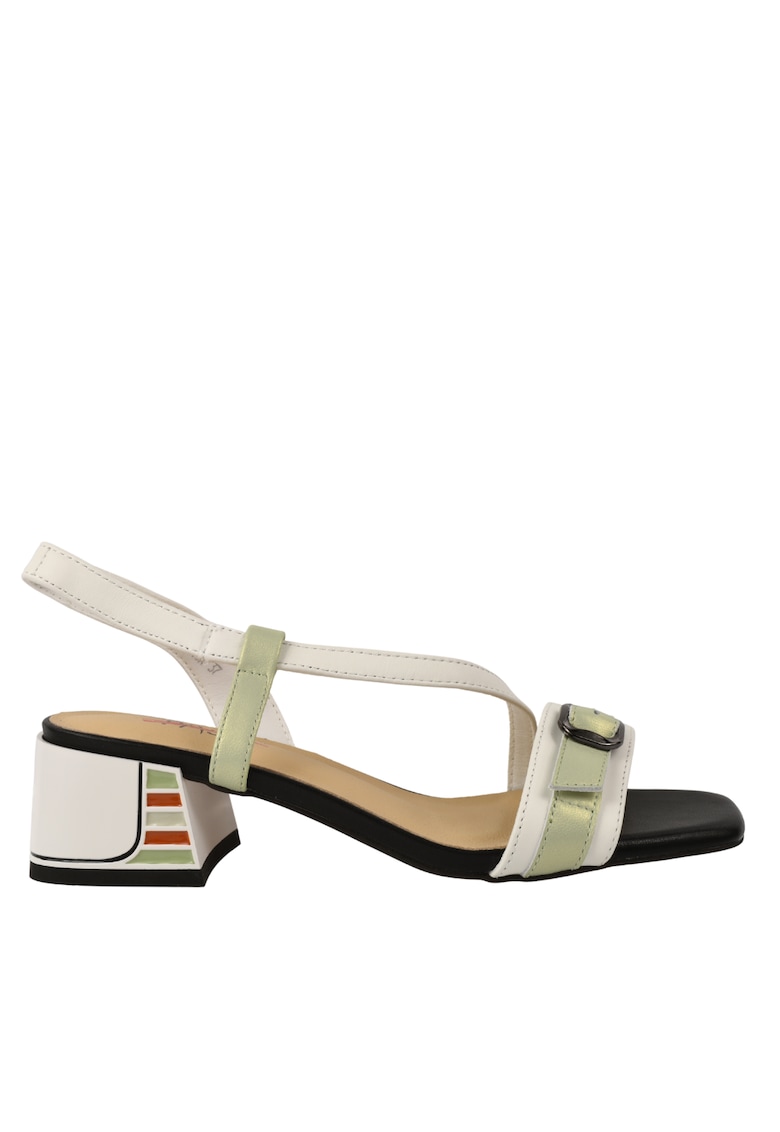 Sandale elegante - dama -  DL60013A alb - piele naturala - toc