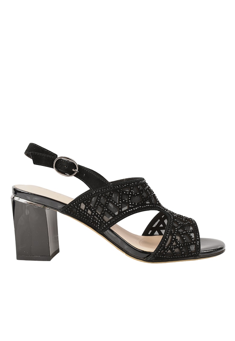 Sandale elegante - dama -  JI60051A bej - piele intoarsa - cu toc