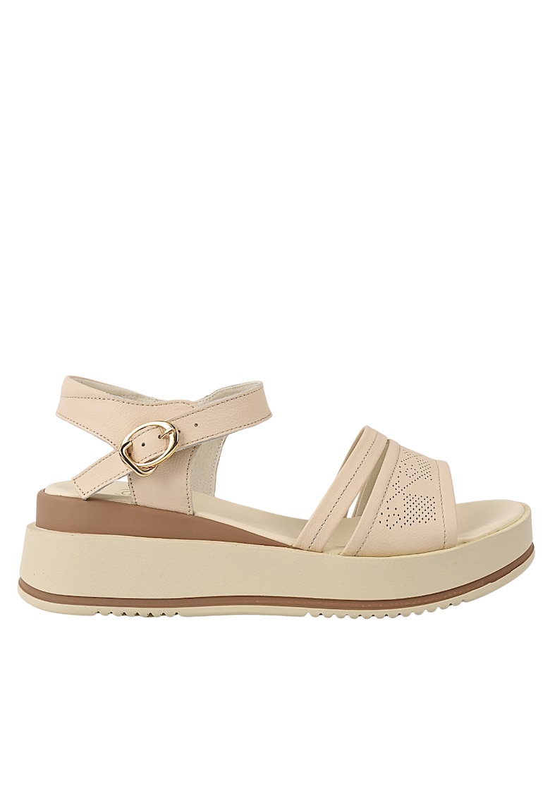 Sandale casual - dama -  50097 crem - piele naturala - platforma