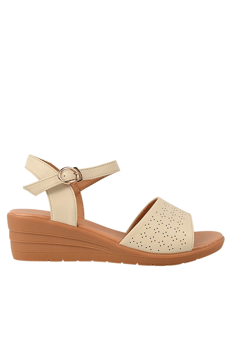 Sandale casual - dama -  50072 crem - piele naturala - platforma