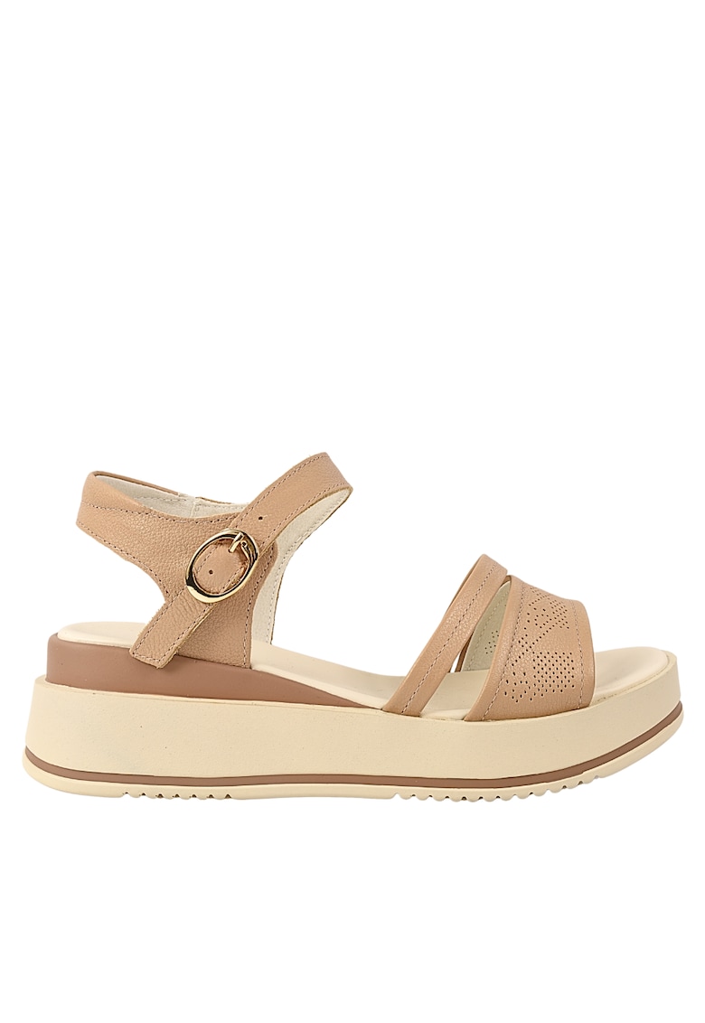 Sandale casual - dama -  50097 bej - piele naturala - platforma