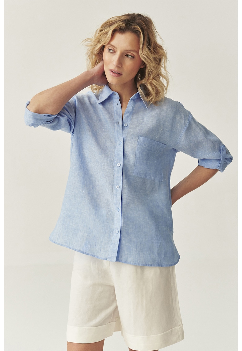 Camasa de in cu buzunar pe piept Camasa de in cu buzunar pe piept