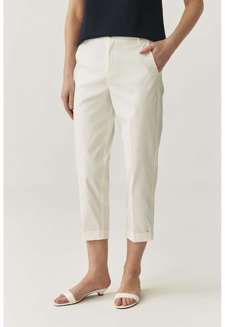 Pantaloni crop cu croiala conica