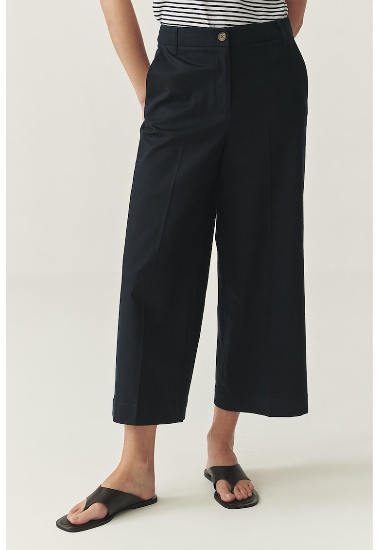 Pantaloni crop cu croiala dreapta - Negru