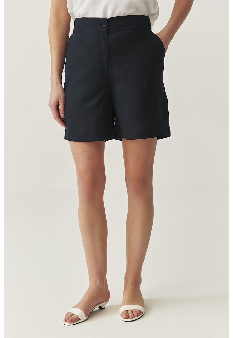 Pantaloni scurti din in si lyocell cu buzunare laterale