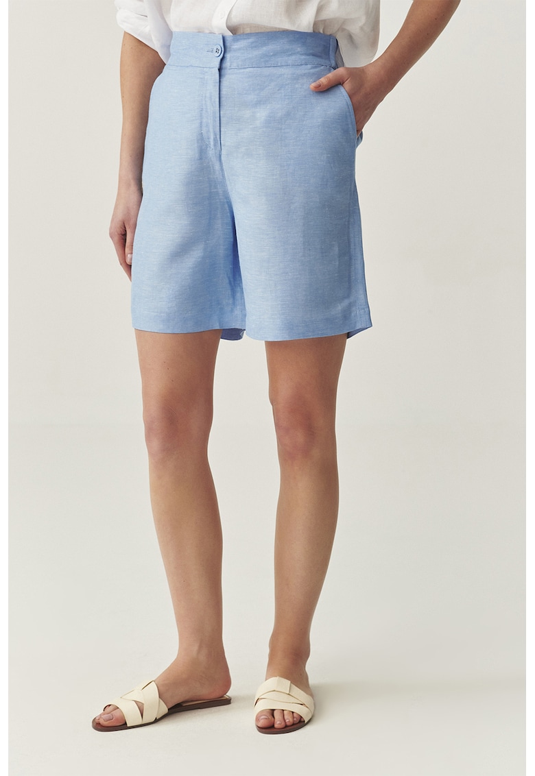 Pantaloni scurti din amestec de in cu model uni