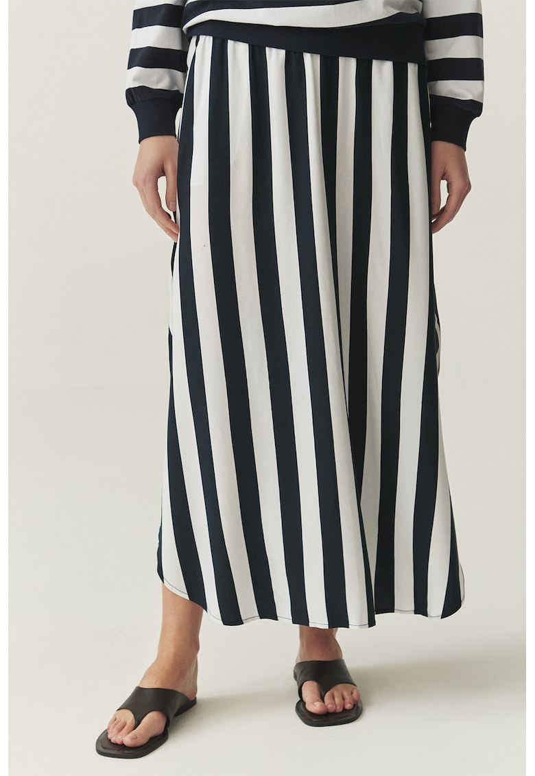 Fusta maxi cu slit lateral si model in dungi