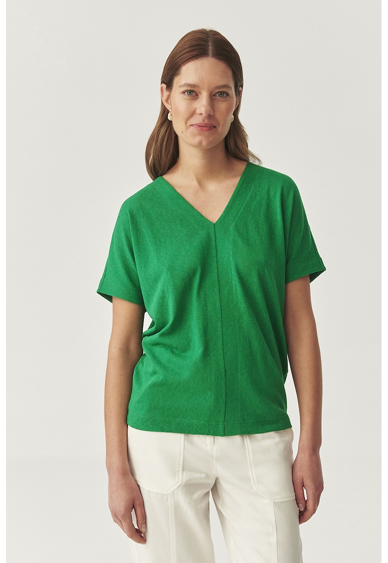 Bluza lejera cu decolteu in V - Verde