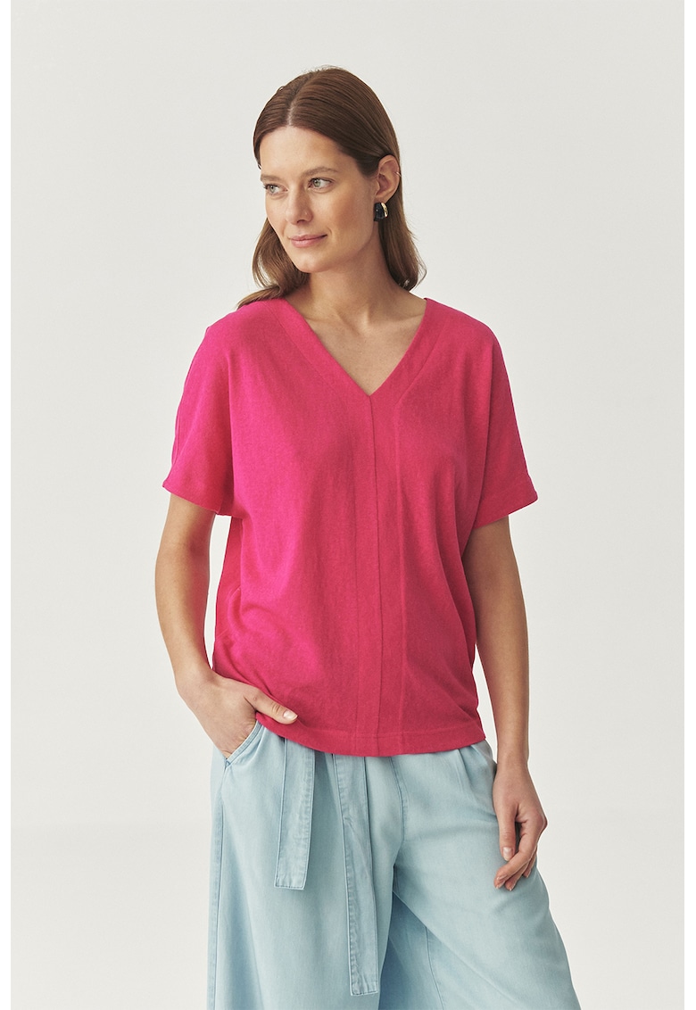 Bluza lejera cu decolteu in V - Fucsia