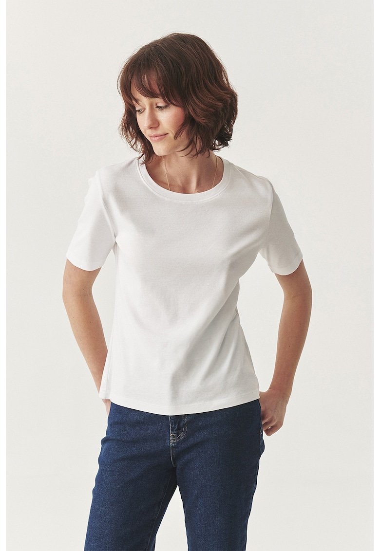 Tricou din bumbac cu decolteu rotund - Alb