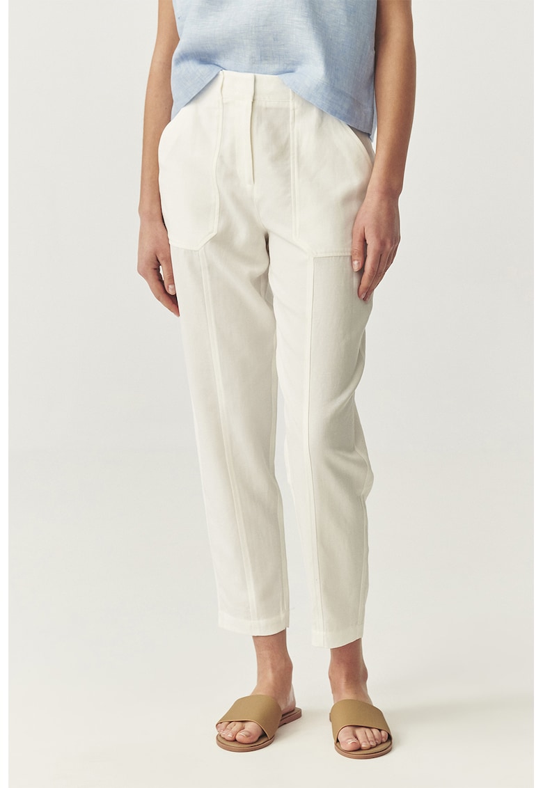 Pantaloni crop din amestec de lyocell