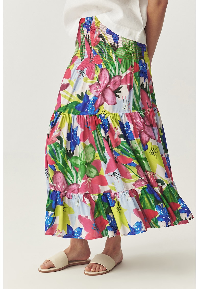 Fusta stratificata cu model floral Fusta stratificata cu model floral