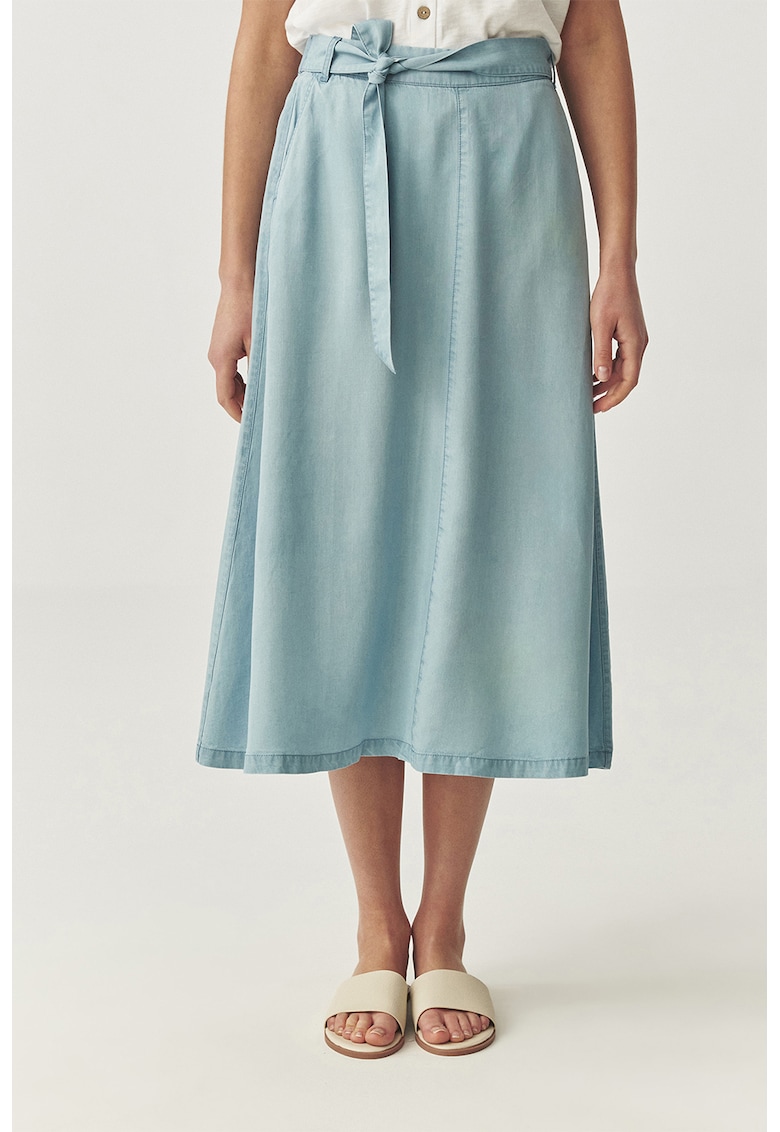 Fusta din lyocell si denim cu buzunare laterale Fusta din lyocell si denim cu buzunare laterale