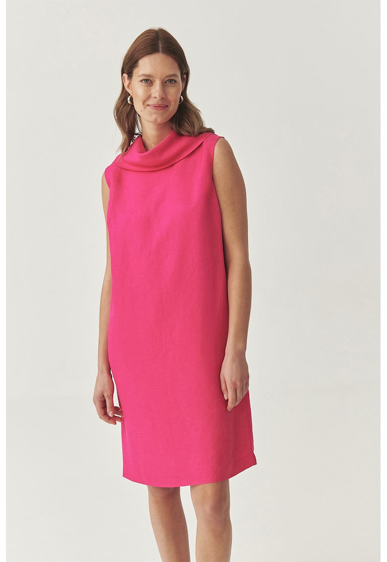 Rochie din amestec de in cu croiala in A si decolteu drapat