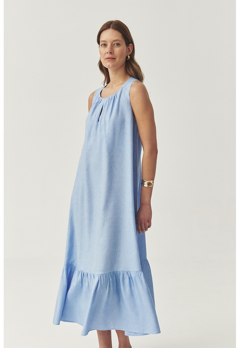 Rochie din amestec de in cu pliuri - fara maneci