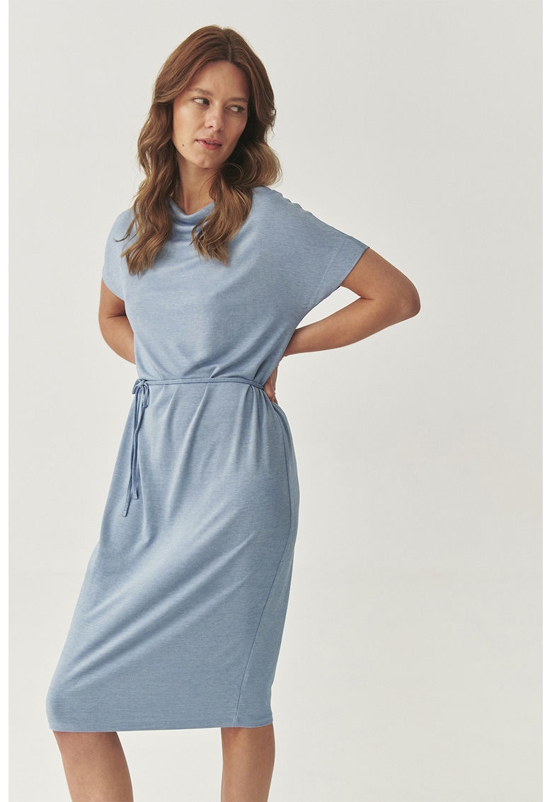 Rochie midi din amestec de modal si decolteu drapat