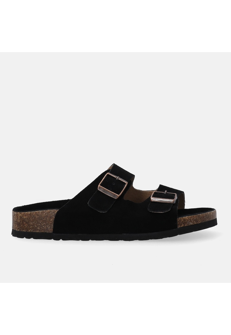 Papuci din piele intoarsa cu barete cu catarama