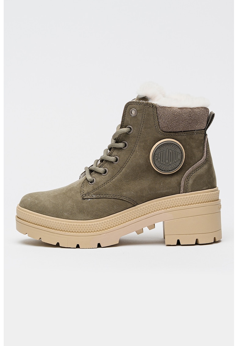 Botine din piele cu toc masiv