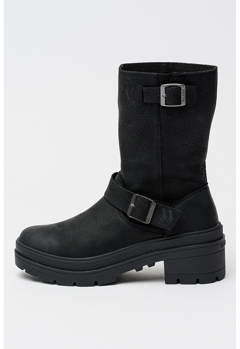 Ghete din piele cu toc masiv