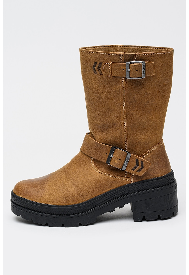 Ghete din piele cu toc masiv