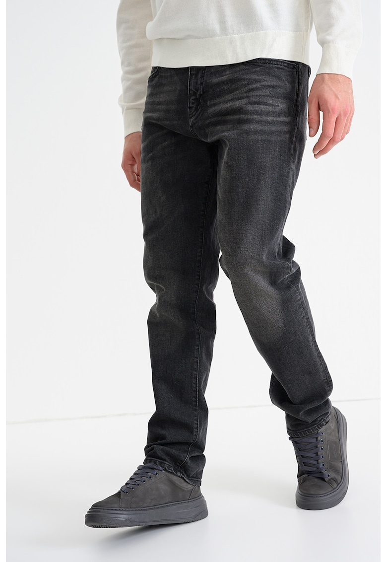 Blugi regular-fit cu aspect decolorat - Gri antracit
