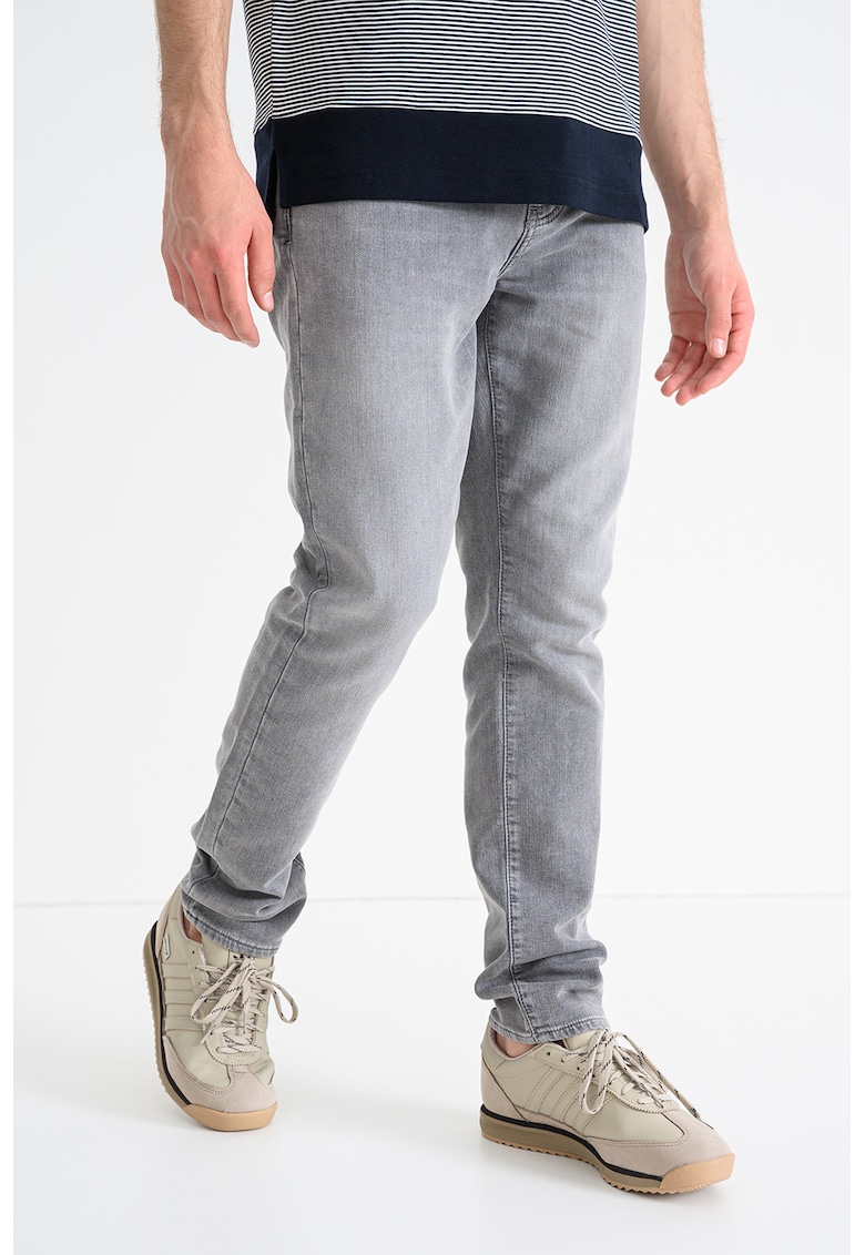 Blugi slim-fit cu aspect decolorat - Gri