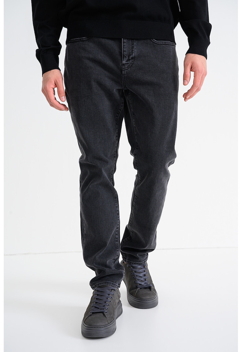 Blugi slim-fit cu talie joasa - Gri antracit
