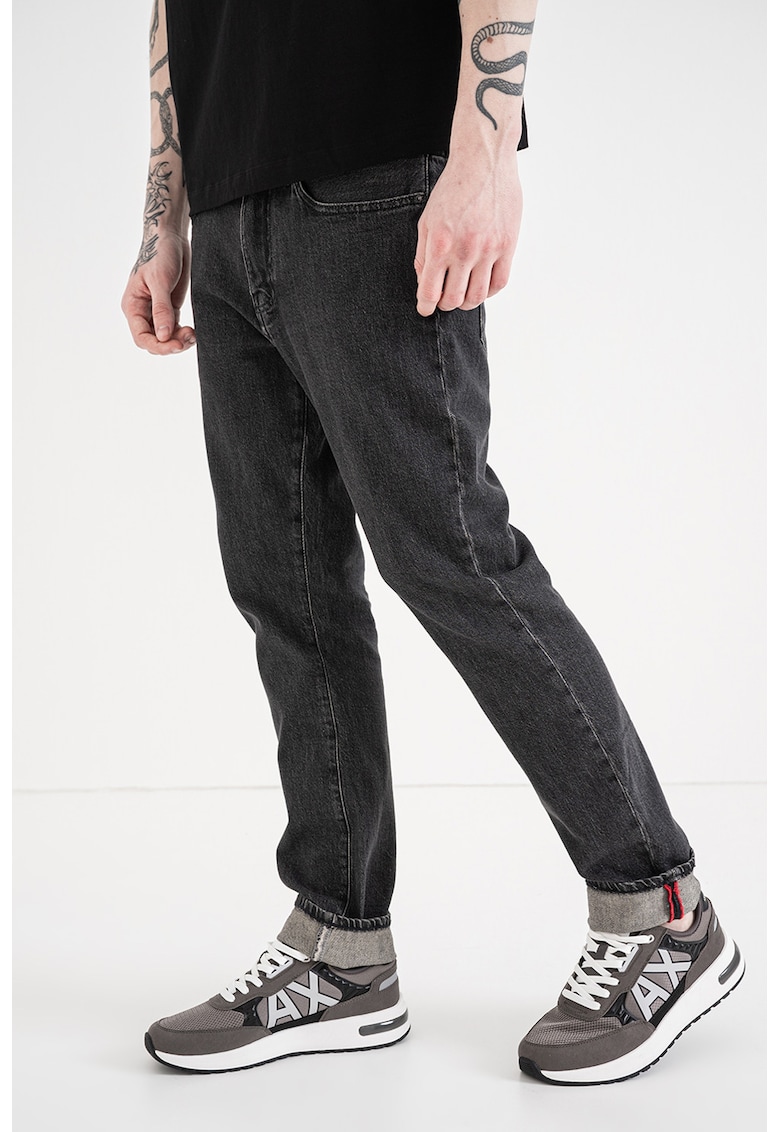 Blugi slim fit cu talie medie - Gri inchis melange