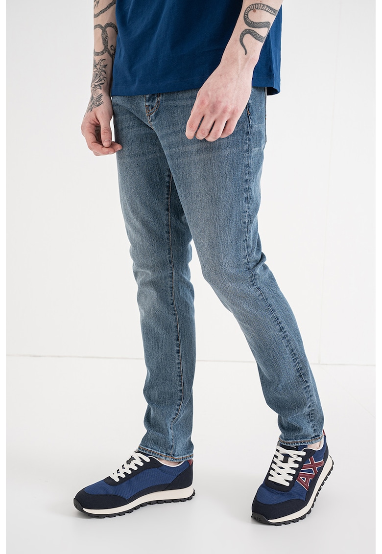 Blugi slim fit cu talie medie - Albastru deschis melange