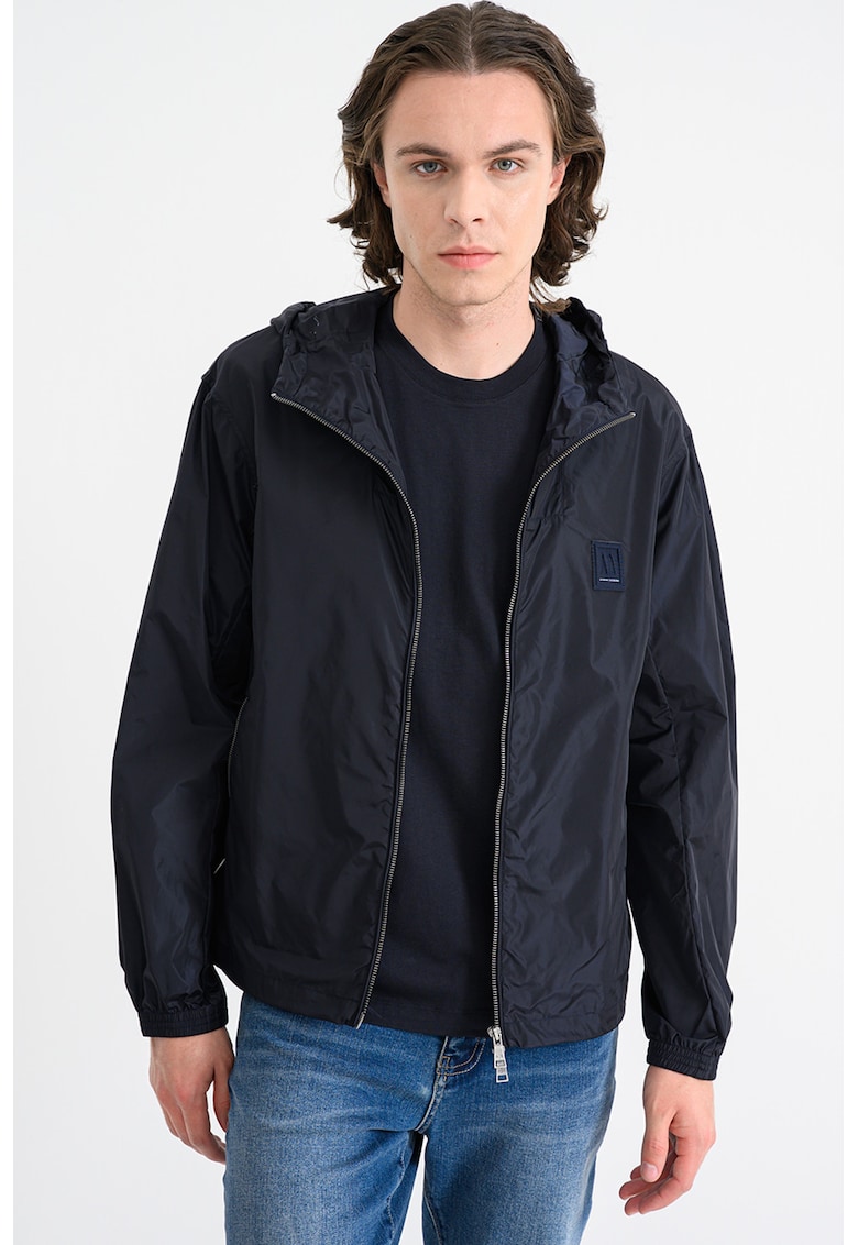 Jacheta cu gluga si fermoar - Albastru ultramarin