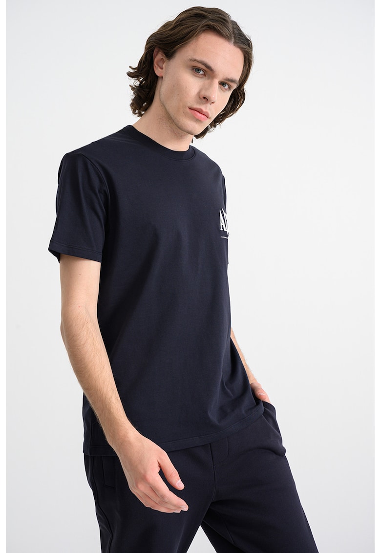 Tricou din bumbac cu logo - Alb/Albastru ultramarin