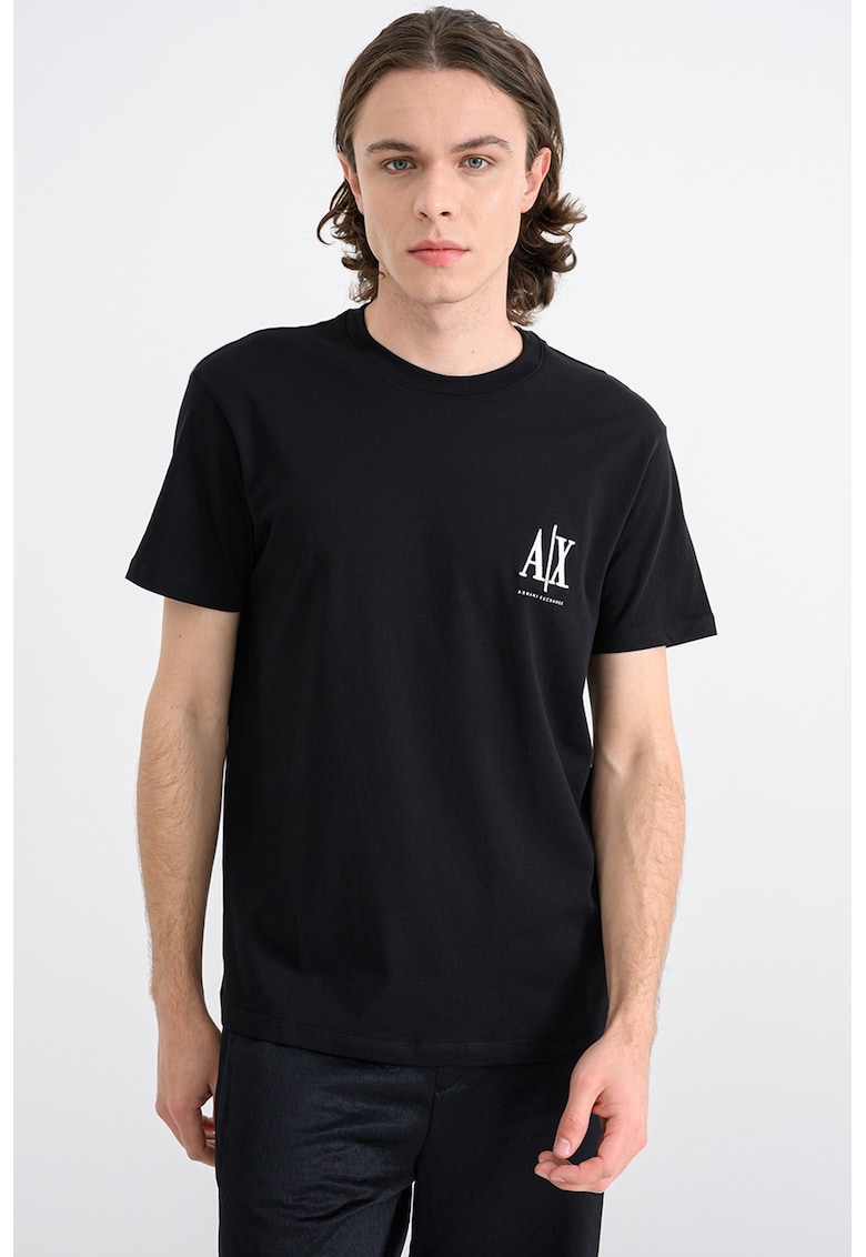 Tricou din bumbac cu logo - Alb/Negru