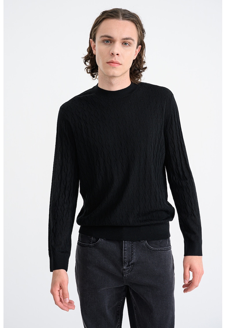 Pulover uni din amestec de lana virgina