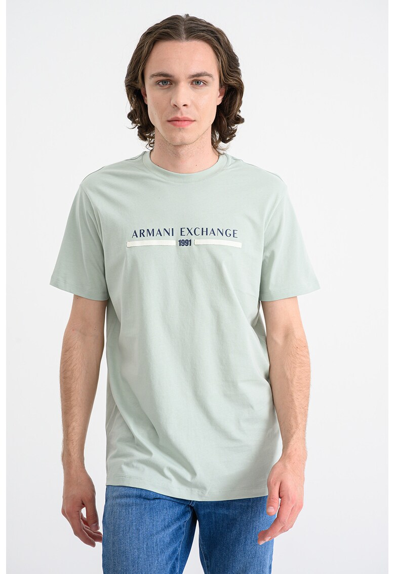 Tricou din bumbac cu imprimeu - Albastru ultramarin/Alb murdar/Verde menta