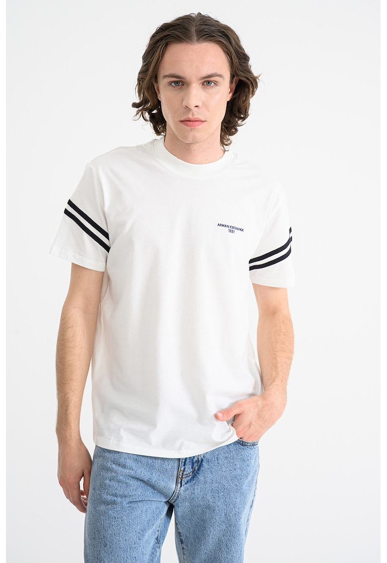 Tricou cu accente in dungi - Alb/Negru