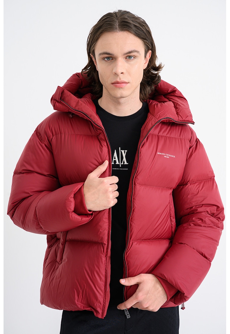 Geaca cu vatelina si gluga - Visiniu