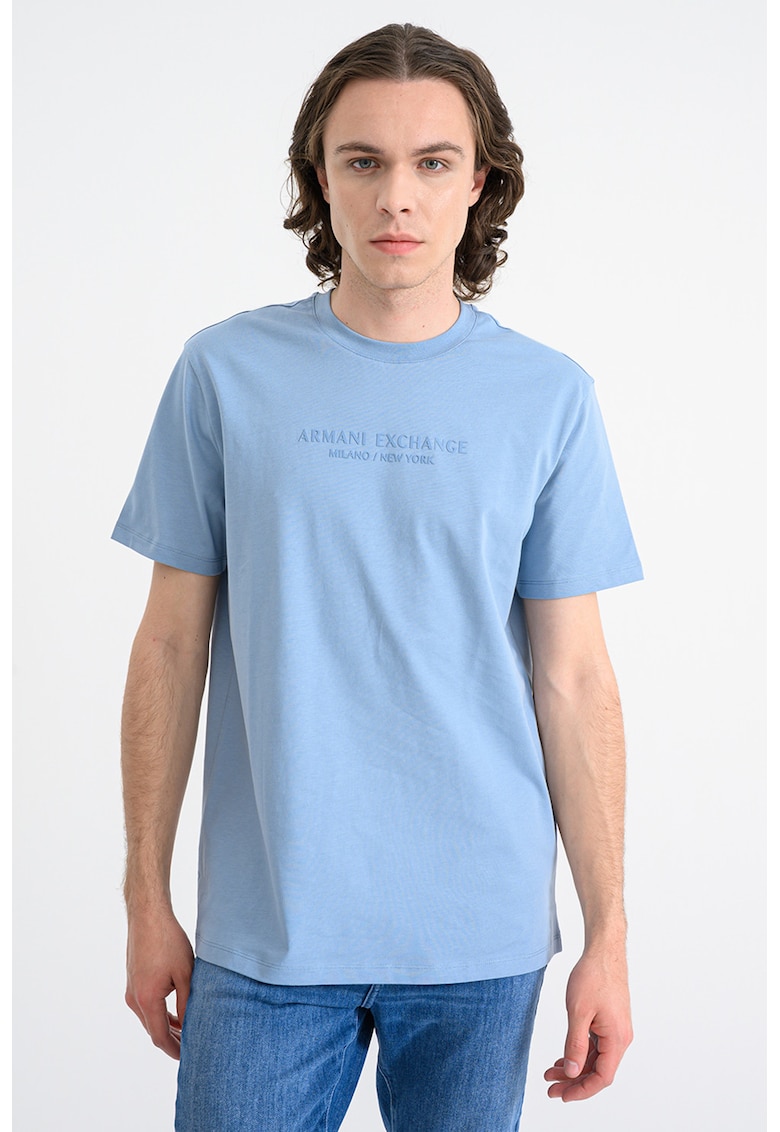 Tricou cu imprimeu logo - Albastru lavanda