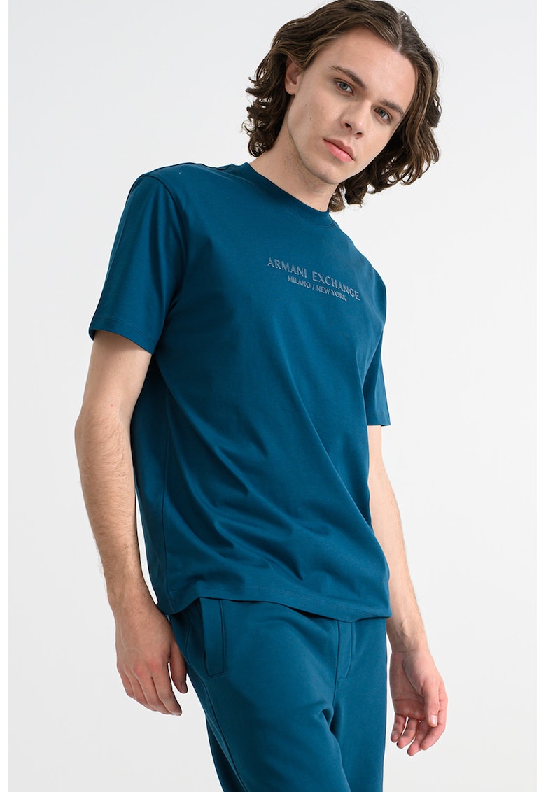 Tricou cu imprimeu logo - Albastru petrol