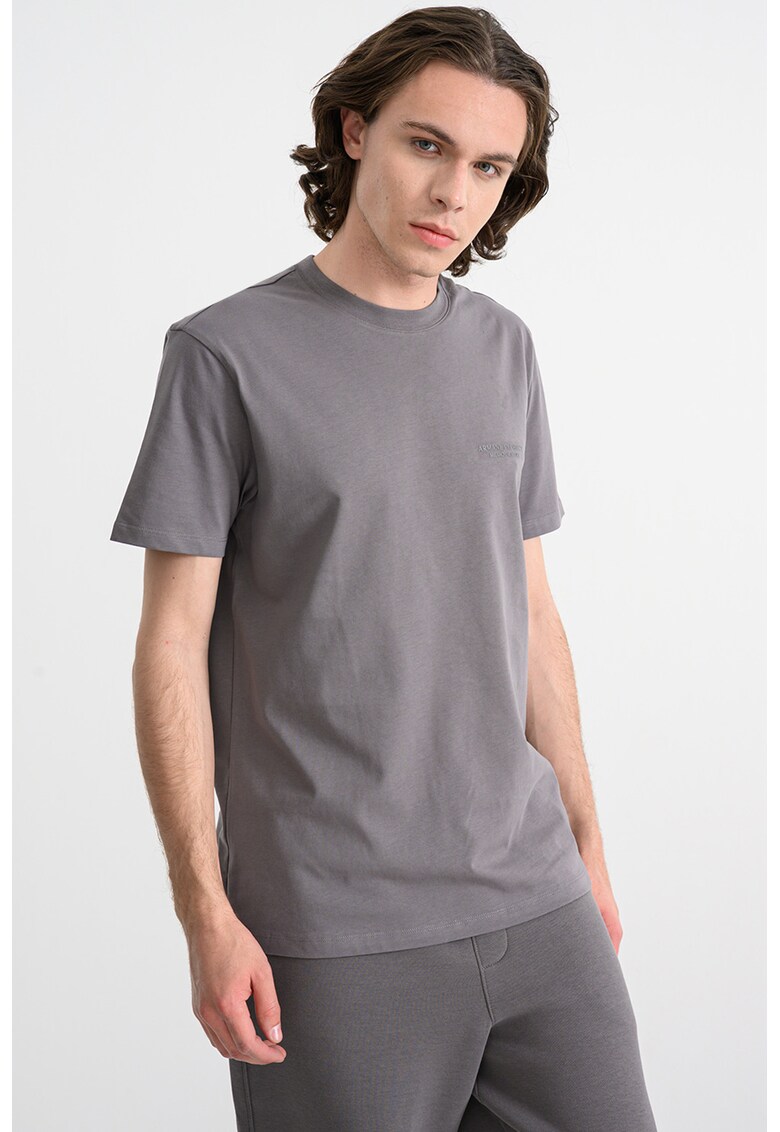 Tricou regular fit de bumbac - Gri inchis