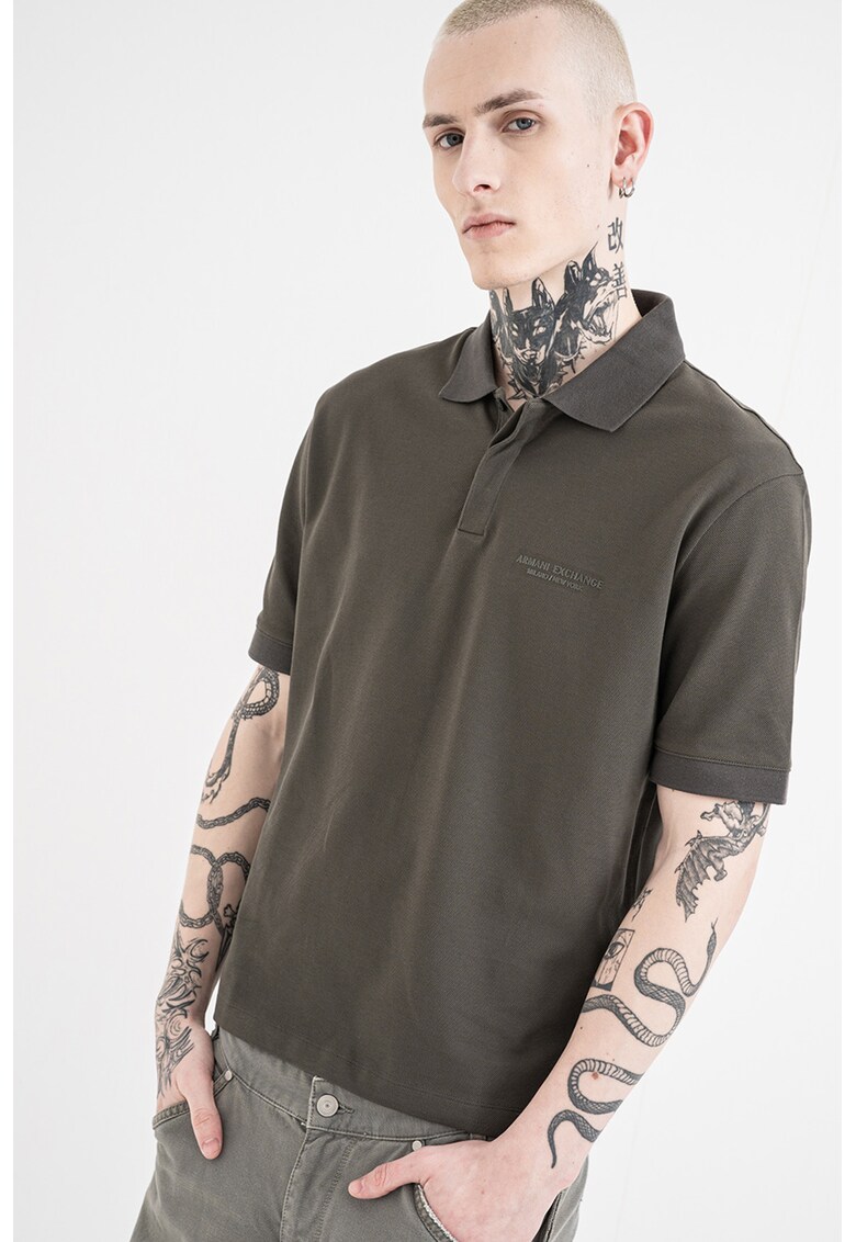 Tricou polo slim fit cu logo brodat