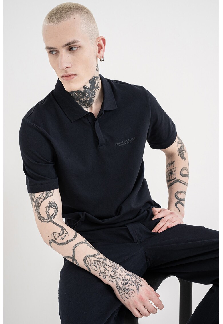 Tricou polo slim fit cu logo brodat