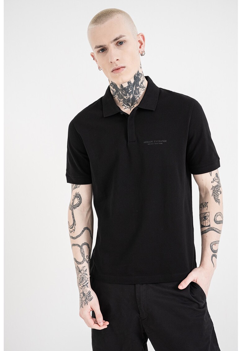 Tricou polo slim fit cu logo brodat