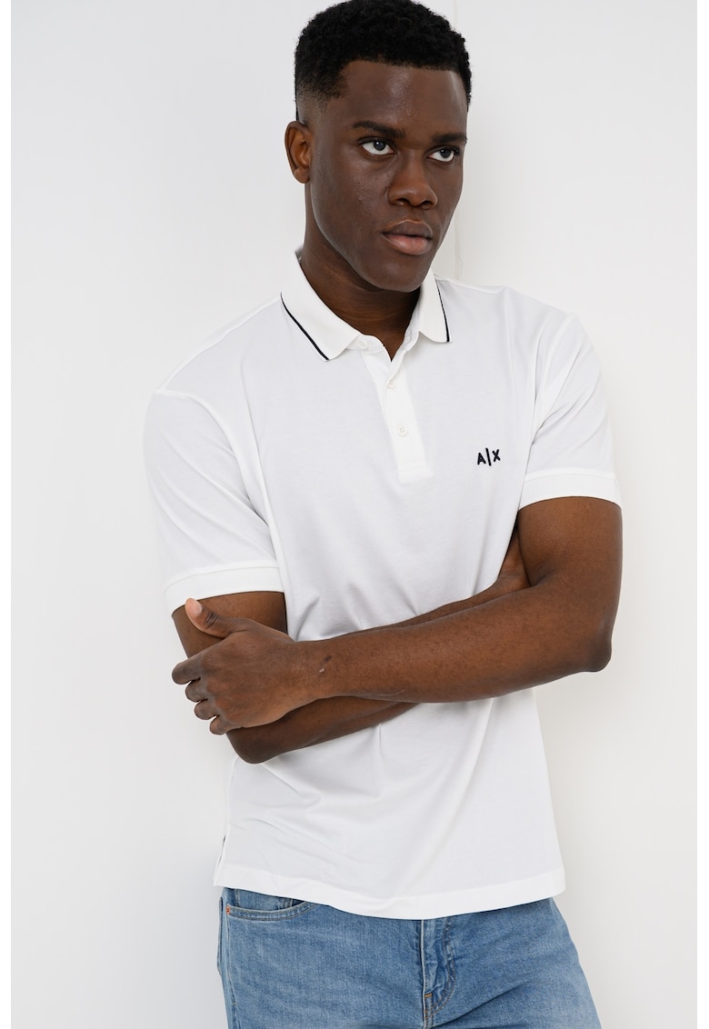 Tricou polo slim fit - Alb