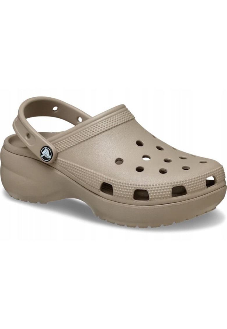 Saboti slingback cu model perforat si talpa flatform